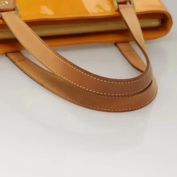 LOUIS VUITTON Monogram Vernis Houston Hand Bag Jaune M91121 LV Auth BA1348
